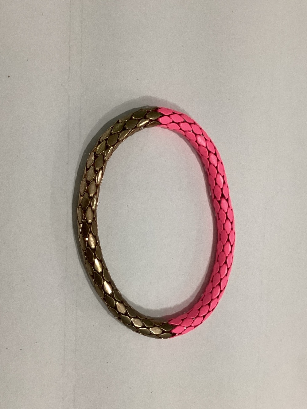 Gold and Hot Pink Braided Bangle‎ Bracelet